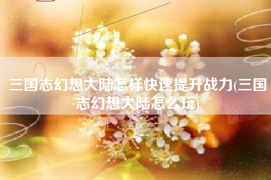 三国志幻想大陆怎样快速提升战力(三国志幻想大陆怎么玩)