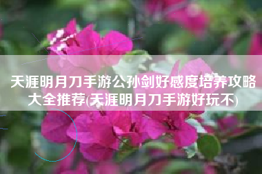 天涯明月刀手游公孙剑好感度培养攻略大全推荐(天涯明月刀手游好玩不)