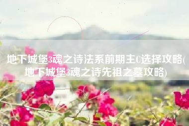 地下城堡3魂之诗法系前期主C选择攻略(地下城堡3魂之诗先祖之墓攻略)