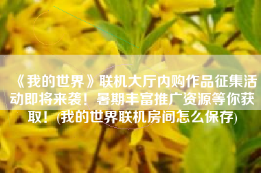 《我的世界》联机大厅内购作品征集活动即将来袭！暑期丰富推广资源等你获取！(我的世界联机房间怎么保存)