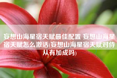 妄想山海星宿天赋最佳配置 妄想山海星宿天赋怎么激活(妄想山海星宿天赋对侍从有加成吗)