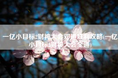 一亿小目标2财神大会邓通胜利攻略(一亿小目标2财神大会全通)