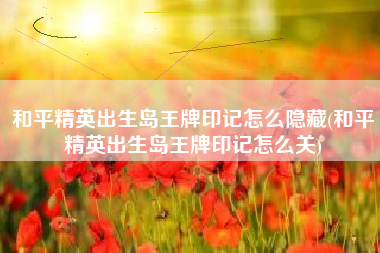 和平精英出生岛王牌印记怎么隐藏(和平精英出生岛王牌印记怎么关)