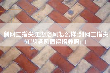 剑网三指尖江湖洛风怎么样(剑网三指尖江湖洛风值得培养吗)_1