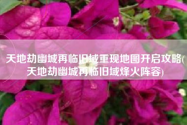 天地劫幽城再临旧域重现地图开启攻略(天地劫幽城再临旧域烽火阵容)