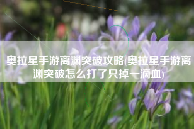 奥拉星手游离渊突破攻略(奥拉星手游离渊突破怎么打了只掉一滴血)
