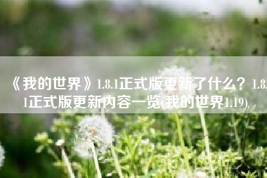 《我的世界》1.8.1正式版更新了什么？1.8.1正式版更新内容一览(我的世界1.19)