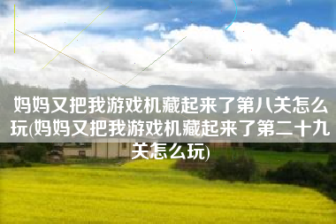 妈妈又把我游戏机藏起来了第八关怎么玩(妈妈又把我游戏机藏起来了第二十九关怎么玩)
