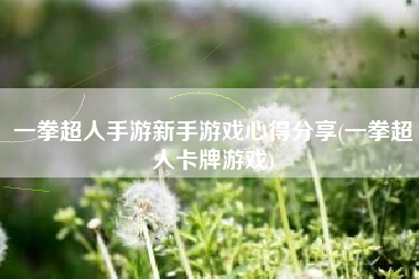 一拳超人手游新手游戏心得分享(一拳超人卡牌游戏)