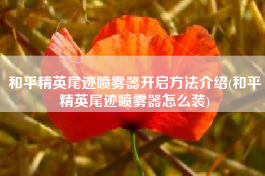 和平精英尾迹喷雾器开启方法介绍(和平精英尾迹喷雾器怎么装)