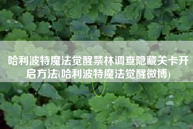 哈利波特魔法觉醒禁林调查隐藏关卡开启方法(哈利波特魔法觉醒微博)