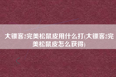 大镖客2完美松鼠皮用什么打(大镖客2完美松鼠皮怎么获得)