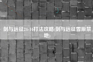 剑与远征24-14打法攻略(剑与远征雪原禁地)