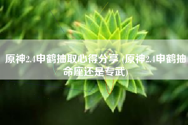 原神2.4申鹤抽取心得分享 (原神2.4申鹤抽命座还是专武)