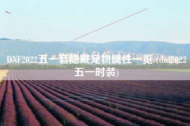 DNF2022五一套隐藏宠物属性一览 (dnf2022五一时装)