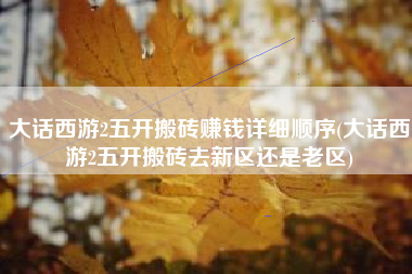 大话西游2五开搬砖赚钱详细顺序(大话西游2五开搬砖去新区还是老区)