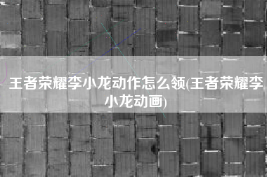 王者荣耀李小龙动作怎么领(王者荣耀李小龙动画)