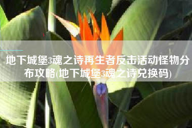 地下城堡3魂之诗再生者反击活动怪物分布攻略(地下城堡3魂之诗兑换码)