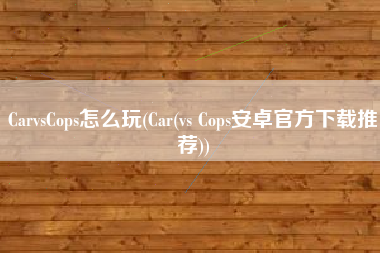 CarvsCops怎么玩(Car(vs Cops安卓官方下载推荐))
