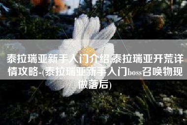 泰拉瑞亚新手入门介绍,泰拉瑞亚开荒详情攻略-(泰拉瑞亚新手入门boss召唤物现做落后)