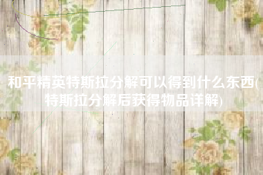 和平精英特斯拉分解可以得到什么东西(特斯拉分解后获得物品详解)
