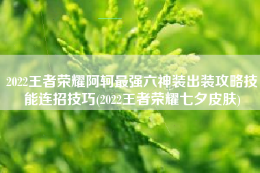 2022王者荣耀阿轲最强六神装出装攻略技能连招技巧(2022王者荣耀七夕皮肤)