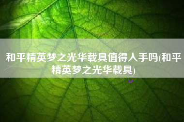 和平精英梦之光华载具值得入手吗(和平精英梦之光华载具)