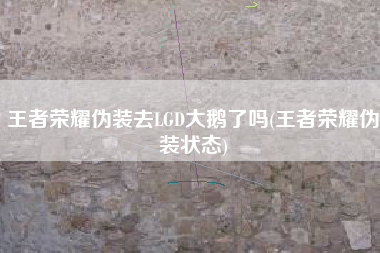 王者荣耀伪装去LGD大鹅了吗(王者荣耀伪装状态)