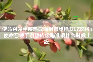 使命召唤手游热成像狙击步枪获取攻略 (使命召唤手游热成像瞄准镜什么时候上线)