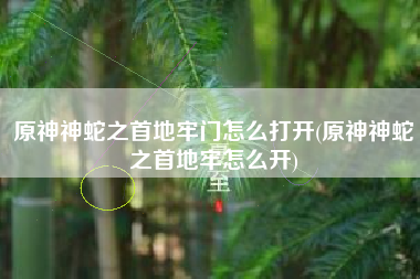 原神神蛇之首地牢门怎么打开(原神神蛇之首地牢怎么开)