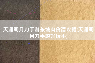 天涯明月刀手游东坡肉食谱攻略(天涯明月刀手游好玩不)