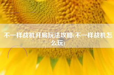 不一样战机开局玩法攻略(不一样战机怎么玩)