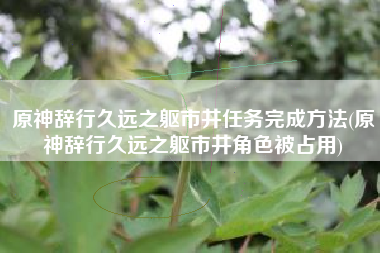 原神辞行久远之躯市井任务完成方法(原神辞行久远之躯市井角色被占用)