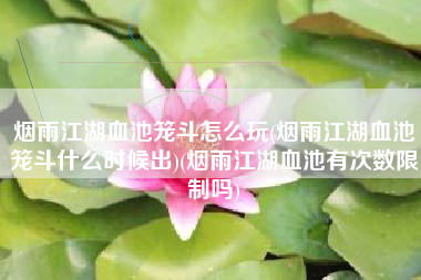 烟雨江湖血池笼斗怎么玩(烟雨江湖血池笼斗什么时候出)(烟雨江湖血池有次数限制吗)