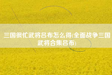 三国很忙武将吕布怎么得(全面战争三国武将合集吕布)