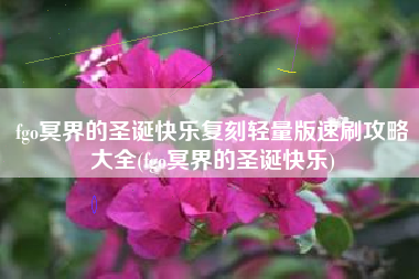 fgo冥界的圣诞快乐复刻轻量版速刷攻略大全(fgo冥界的圣诞快乐)