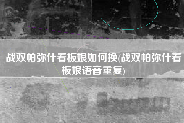 战双帕弥什看板娘如何换(战双帕弥什看板娘语音重复)