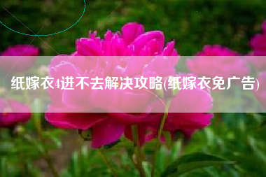 纸嫁衣4进不去解决攻略(纸嫁衣免广告)