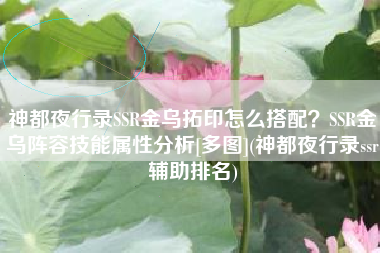 神都夜行录SSR金乌拓印怎么搭配？SSR金乌阵容技能属性分析[多图](神都夜行录ssr辅助排名)