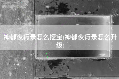 神都夜行录怎么挖宝(神都夜行录怎么升级)