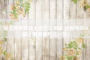 双生视界等级上限怎么突破(初始等级40级上限突破方法一览)