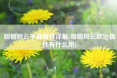 明朝风云子嗣属性详解(明朝风云政治属性有什么用)