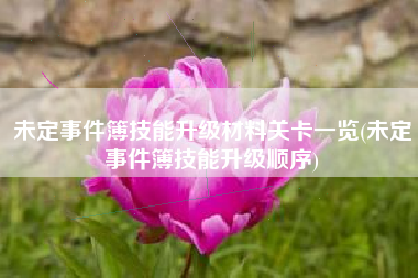未定事件簿技能升级材料关卡一览(未定事件簿技能升级顺序)