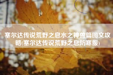 塞尔达传说荒野之息水之神兽篇图文攻略(塞尔达传说荒野之息防寒服)