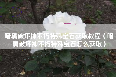暗黑破坏神不朽特殊宝石获取教程（暗黑破坏神不朽特殊宝石怎么获取）