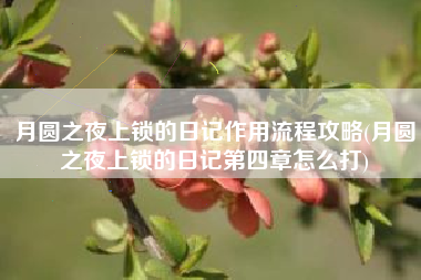 月圆之夜上锁的日记作用流程攻略(月圆之夜上锁的日记第四章怎么打)