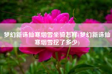 梦幻新诛仙寒烟雪坐骑怎样(梦幻新诛仙寒烟雪挖了多少)