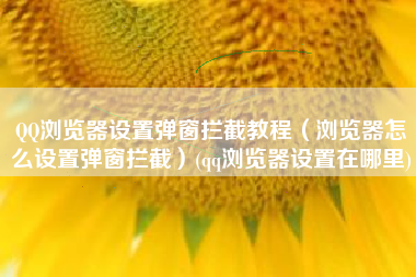 QQ浏览器设置弹窗拦截教程（浏览器怎么设置弹窗拦截）(qq浏览器设置在哪里)