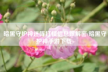 暗黑守护神迷阵打怪信息跟解密(暗黑守护神手游下载) 暗黑守护神迷阵打怪信息跟解密(暗黑守护神手游下载)