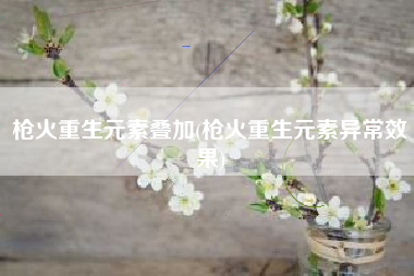 枪火重生元素叠加(枪火重生元素异常效果)